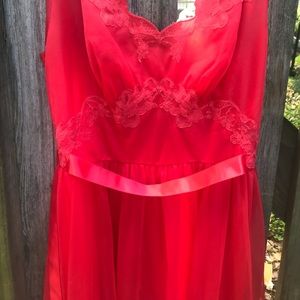Vintage Vanity Fair Red Lace Lingerie Dress